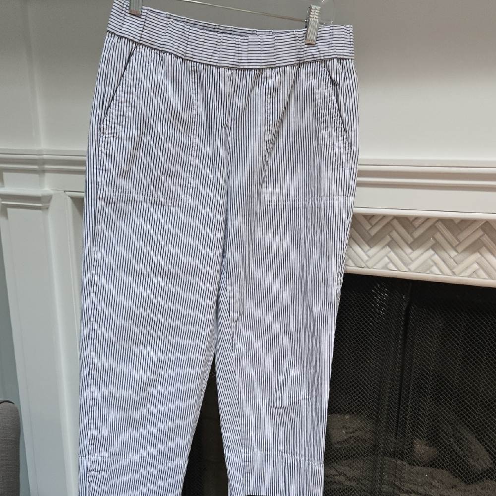 Talbots Womens Blue Striped Wide Leg Capris Size P